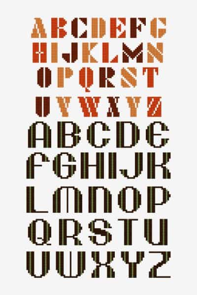 korsstygn alfabetet bokstäver